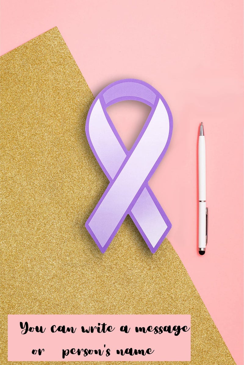 Fundraising For A Cause Large Paper Purple Ribbon Cutouts â€“ Awareness Paper Ribbon Decorations - Donation to Support Alzheimerâ€™s, Domestic Abuse, Epilepsy, & other Causes - (1 Pack - 50 Ribbons) - Image 3